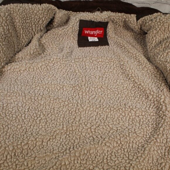 Wrangler Canvas Sherpa Lined Barn Chore Work Jacket Mens 2XL Olive Double Elbow - Picture 4 of 16